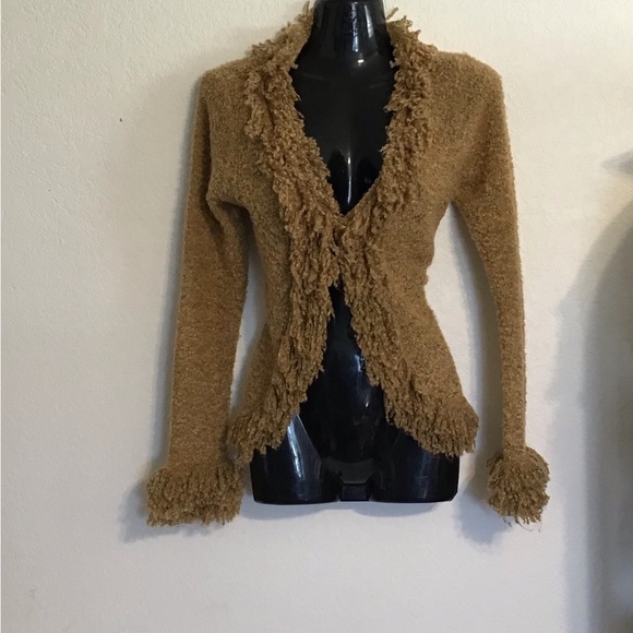 52 Weekends Textured Tan Cardigan Sweater. Size M - Picture 10 of 11